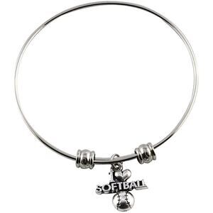 I Love Softball Bangle Bracelet Jewelry